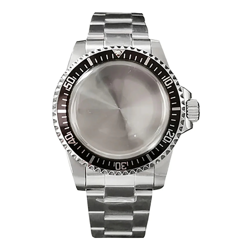 39.5MM Watch Case + Strap for NH35/NH36 Stainless Steel Vintage Cases Watchband