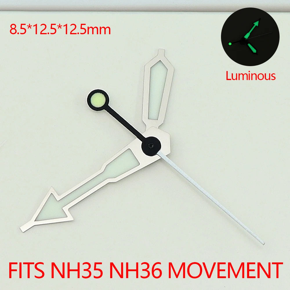 8.5*12.5*12.5mm Watch Hands with C3 Green Luminous For NH35 NH36 Movement