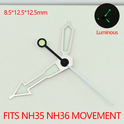 8.5*12.5*12.5mm Watch Hands with C3 Green Luminous For NH35 NH36 Movement