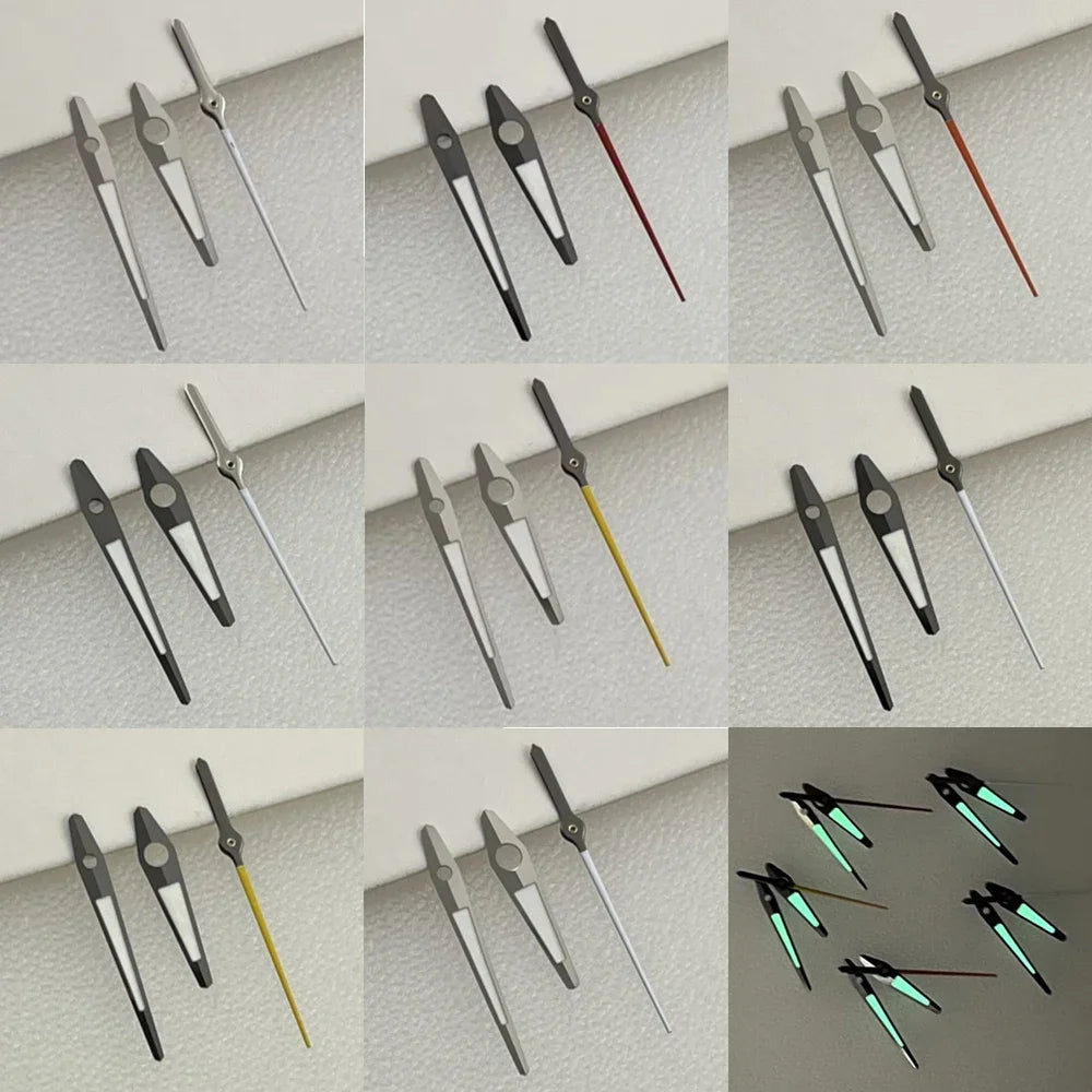 Modified Green Luminous Silver Black GMT Watch Hands for NH35/NH34 Movement