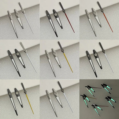 Modified Green Luminous Silver Black GMT Watch Hands for NH35/NH34 Movement