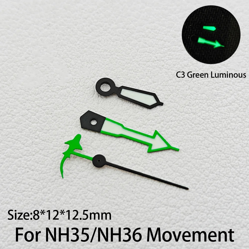 For NH35/NH36 Hands Marine Life Shape Series C3 Green Luminous Dolphin/Mermaid