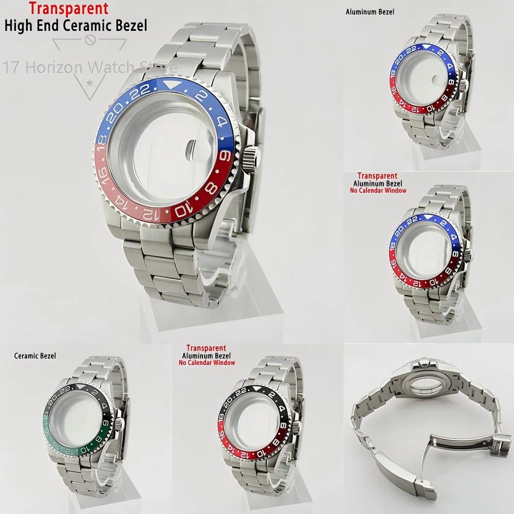 40mm Watch Case Ceramic Bezel SUB Bidirectional Rotating Bezel For NH34 GMT