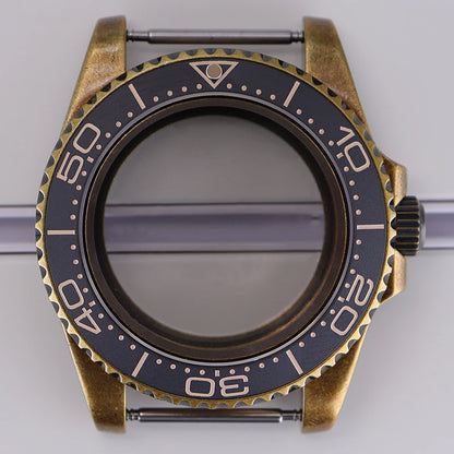 Bronze 40mm Watch Case Ceramic Bezel For SUB NH35/36/34/38/70 Sapphire Glass