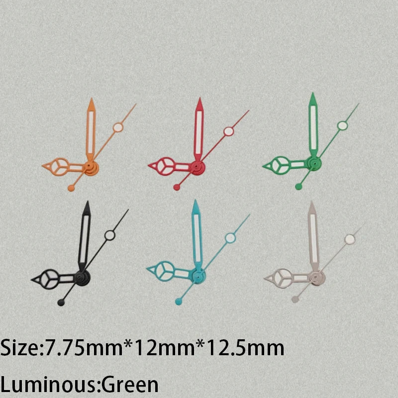 Modified Green Luminous Cusp Watch Hands Pointers for NH35/NH36/4R/7S Movement