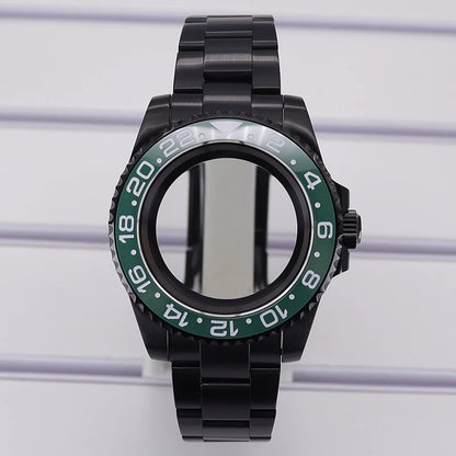 40mm PVD Watch Case Strap For NH34/35/36 GMT Eta2824 Miyota8215 Sapphire Crystal