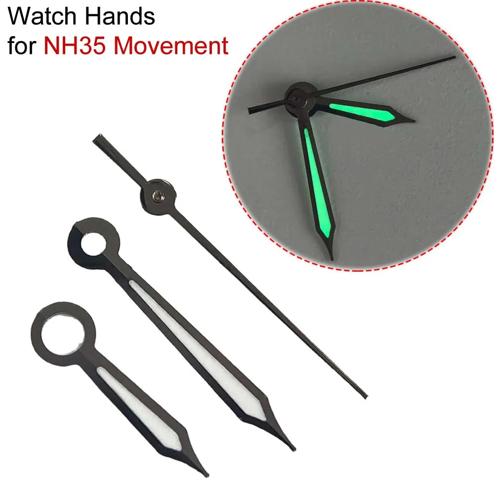 Watch Hands Pointers for NH35 Movementment Green Luminous Hands Repair Part
