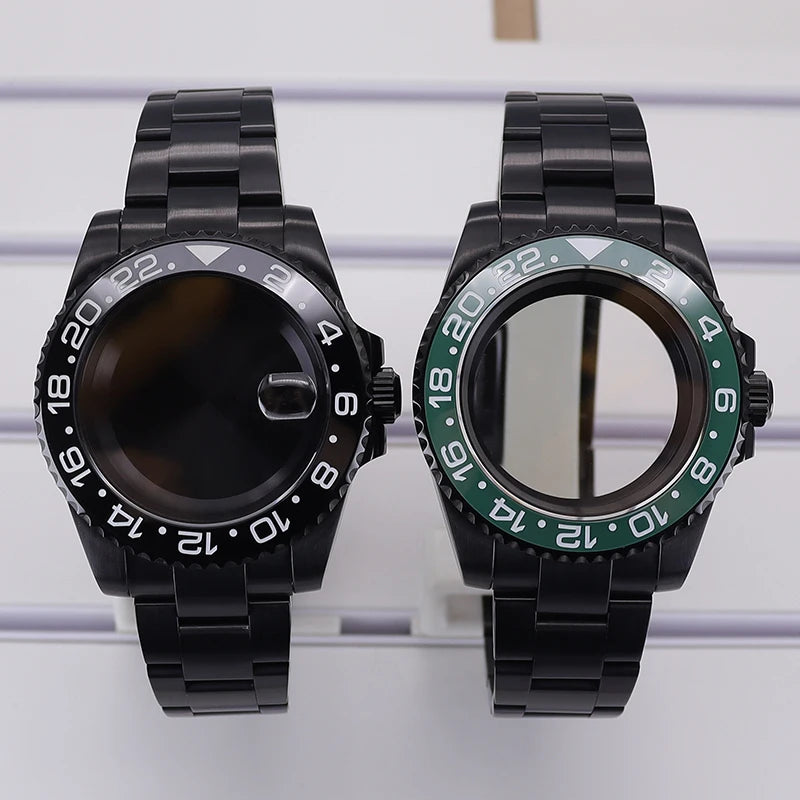 40mm PVD Watch Case Strap For NH34/35/36 GMT Eta2824 Miyota8215 Sapphire Crystal