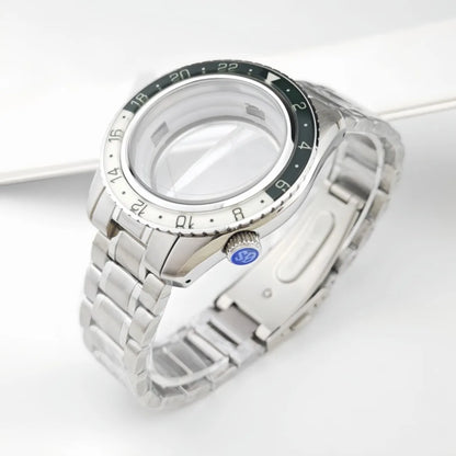 44mm 316L Watch Cases With Green Luminous Bezel for NH34/NH35/NH36/4R35A/4R36A
