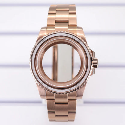 40mm Steel Rose Gold Watch Case No bezel For NH35/34/36/70 Eta2824 Miyota8215