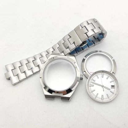 41mm Watch Case Strap Set for NH35 NH36 Sapphire Glass Transparent Back Cover