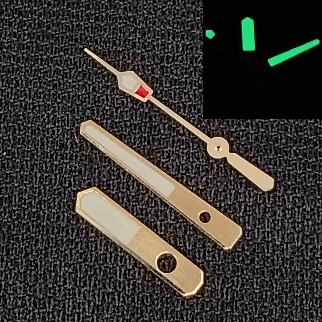 Golden Trim Super Green Luminous Watch Hands for NH35/NH36/4R/7S Movement