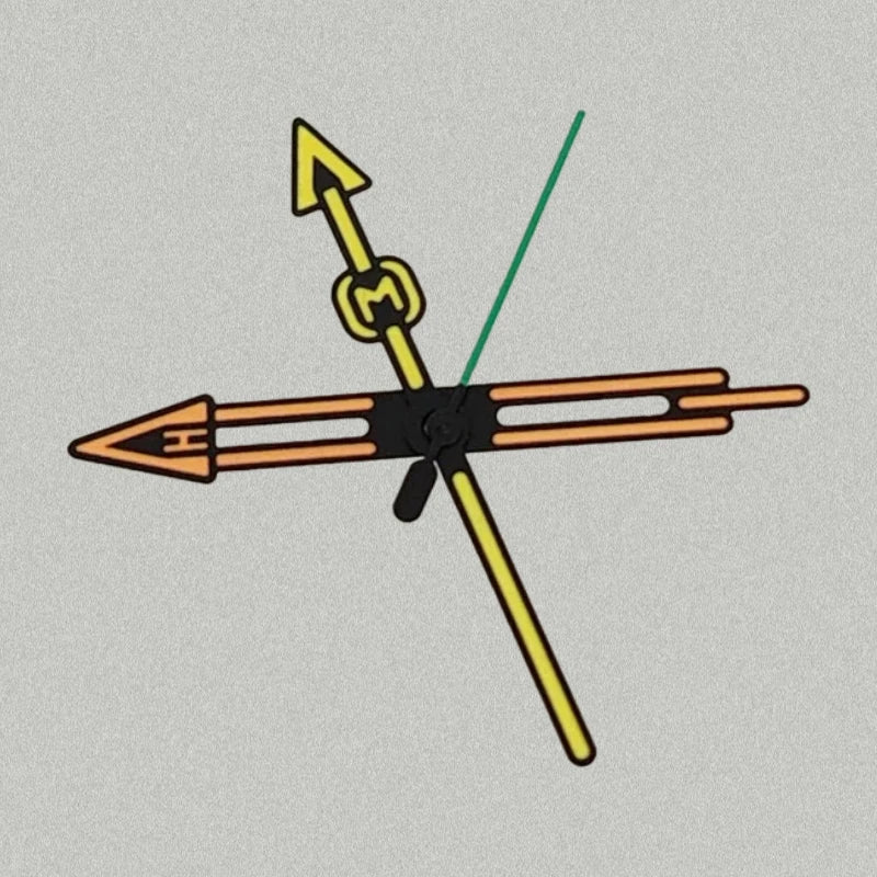 Modified Green Luminous Orange-Yellow Watch Hands for NH35/NH36/4R/7S Movement