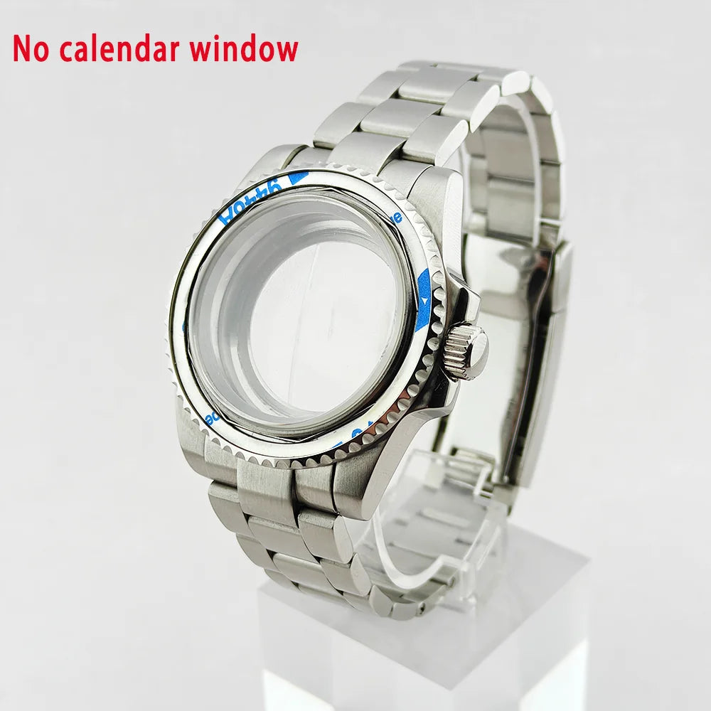 40.5mm SUB Sapphire Crystal Steel Watch Case One-Way Selection Bezel For NH35/36