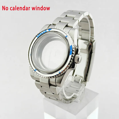 40.5mm SUB Sapphire Crystal Steel Watch Case One-Way Selection Bezel For NH35/36