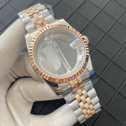 PVD 36mm Rose Gold Watch Case with Sapphire Crystal for NH35/NH36/4R Movement