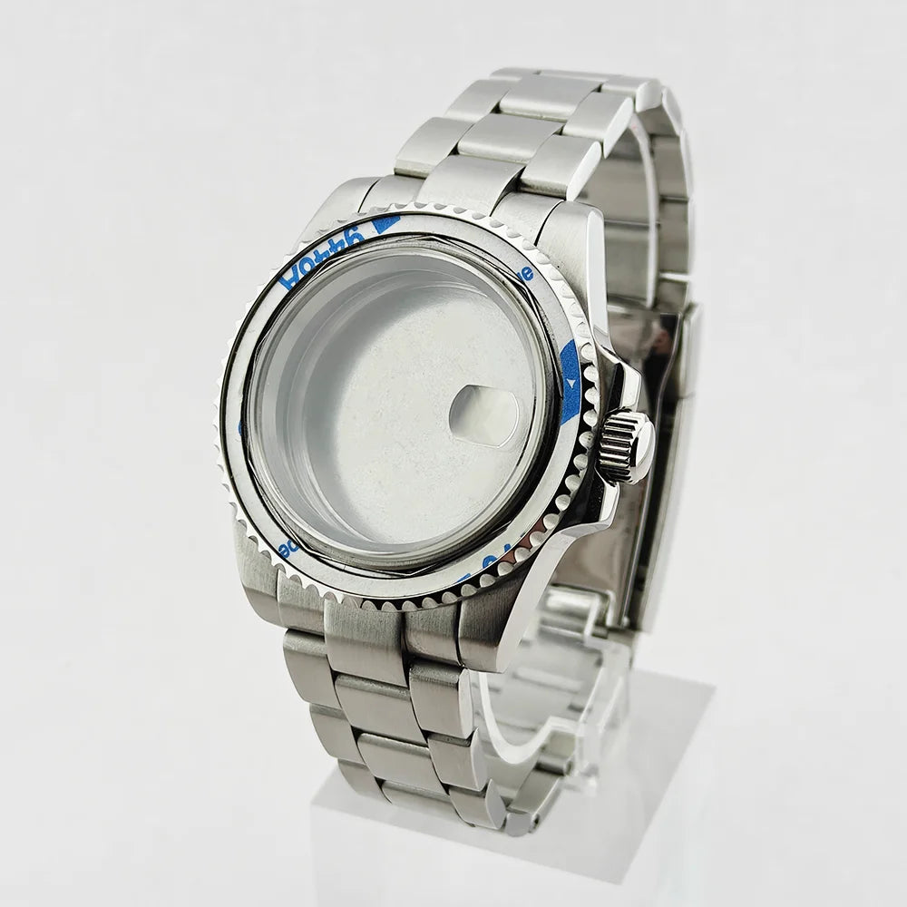 40.5mm SUB Sapphire Crystal Steel Watch Case One-Way Selection Bezel For NH35/36