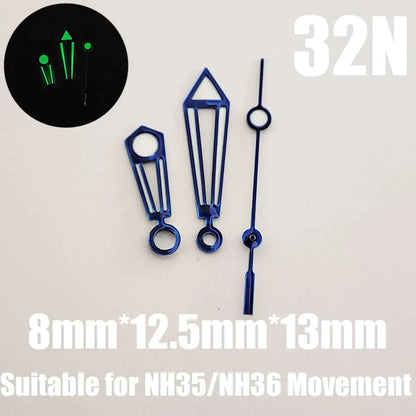 Green luminous watch hands, NH35, NH36, 72, 70, 4R, 7S, 27N-32N, watch
