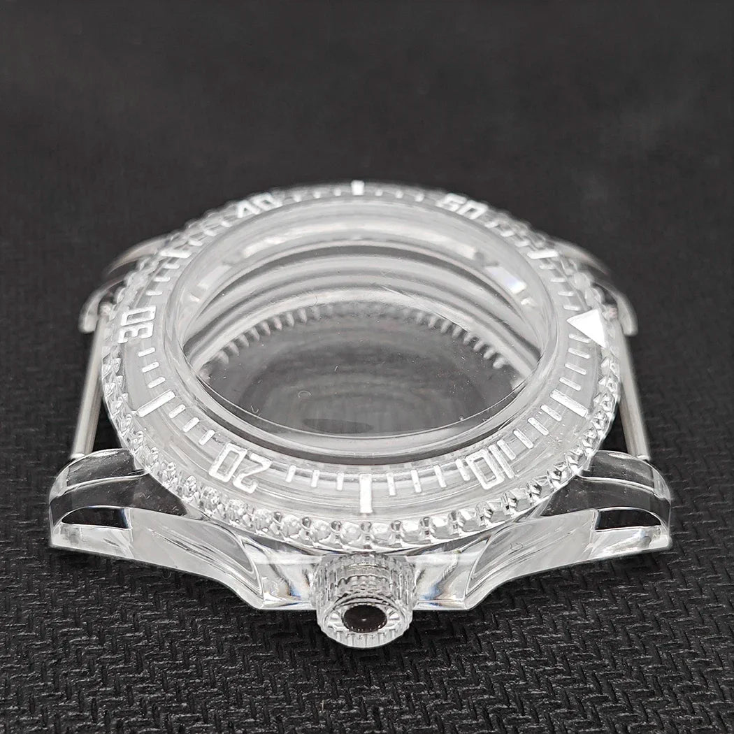 40mm Transparent Watch Case 20mm Bands Set Luminous Acrylic Case for NH35/NH36