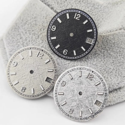 28.5MM Watch Dial Meteorite Pattern with Digital Scale Blue Luminous for NH35/36