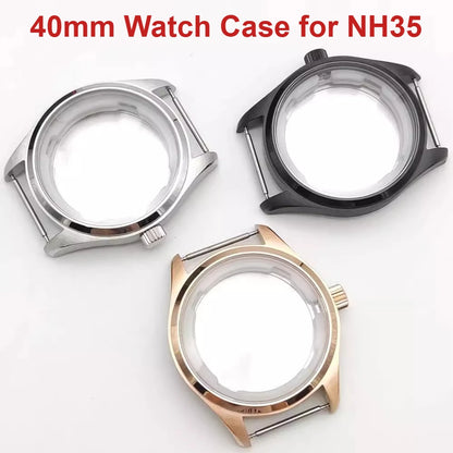 40mm Silver Rose Gold Black Color Watch Case for NH35 NH36 4R fit 33.5mm Dial