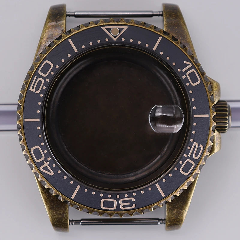 Bronze 40mm Watch Case Ceramic Bezel For SUB NH35/36/34/38/70 Sapphire Glass