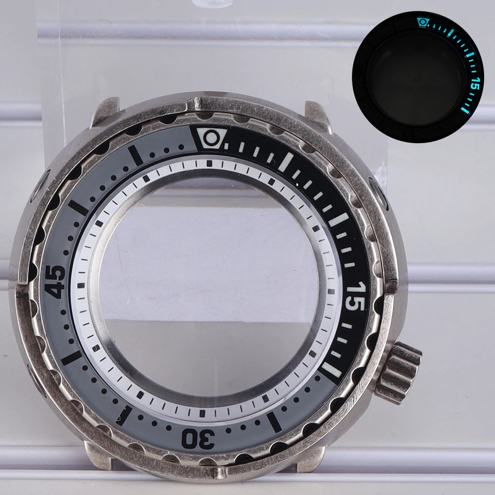 47mm Steel Watch Case C3 Bezel For NH35 NH36 NH38 Tuna Can Mod 200M Waterproof