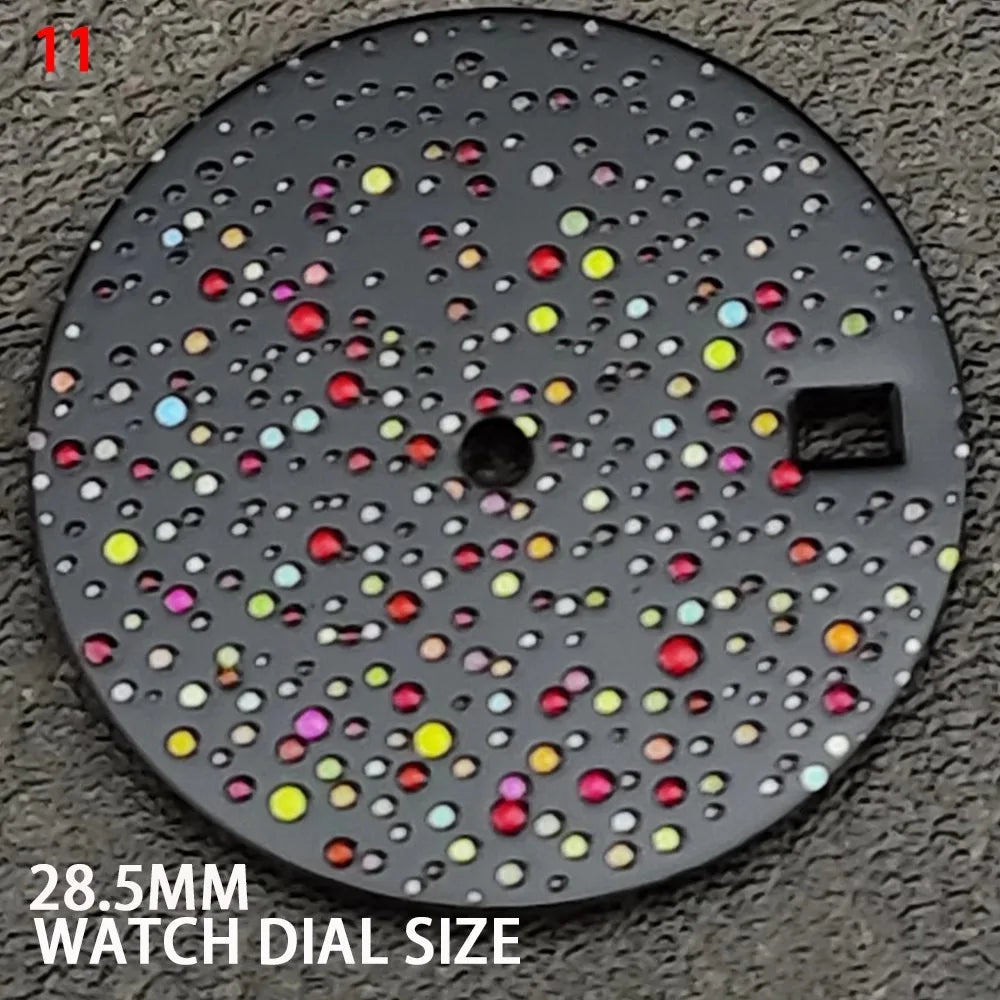 28.5mm Watch Dial with Single Calendar Date Starry Sky Gemstone Surface for NH35