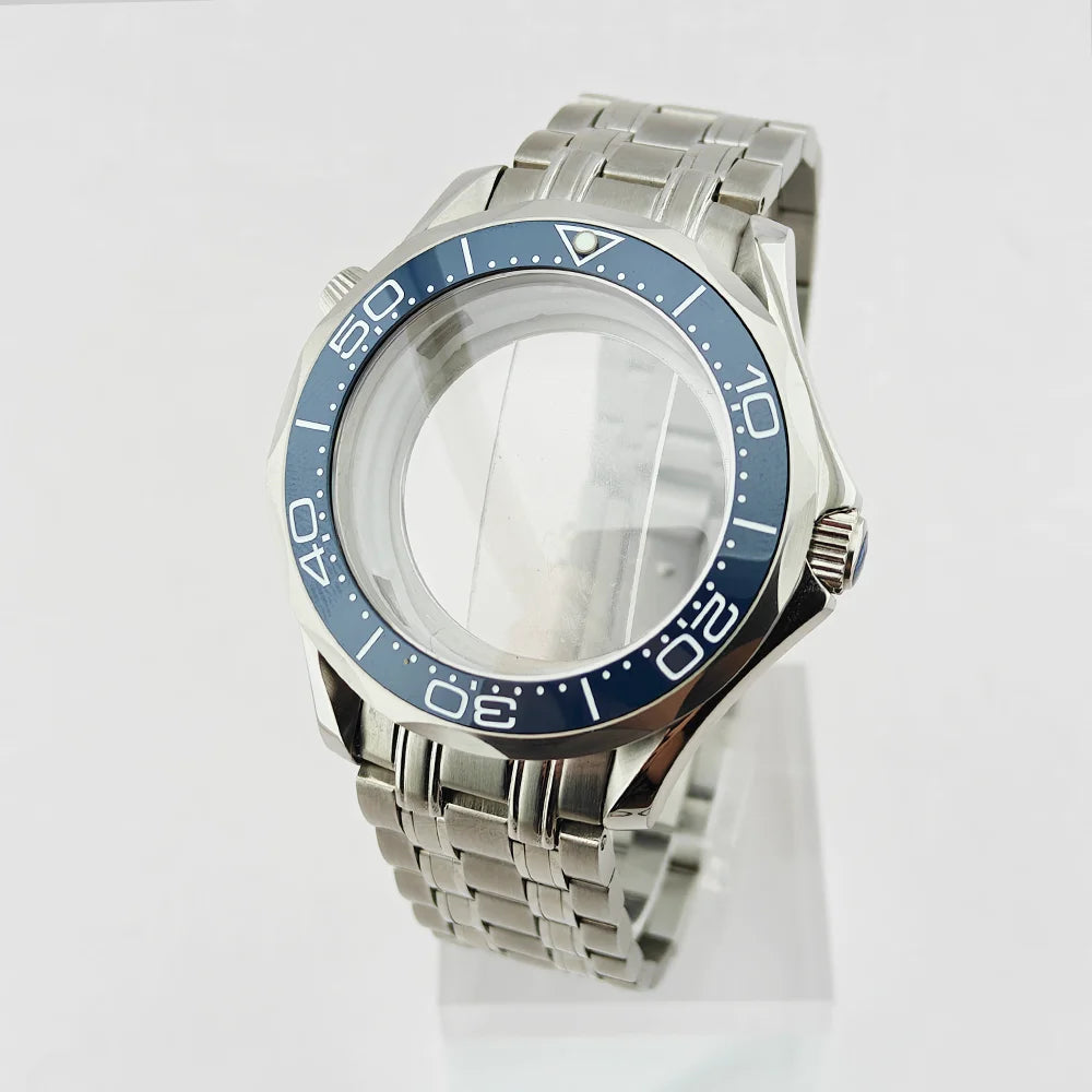 42MM Diving Watch Case Sapphire Glass Unidirectional Rotating Bezel For NH35