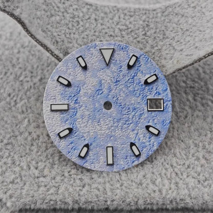 28.5mm Watch Dial Snow Frost Surface Wrinkle Texture Green Luminous for NH35