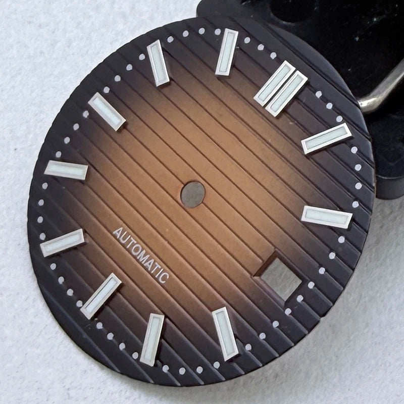 30.5mm S Logo Silver Nail Nautilus Watch Dial Fit NH35/NH36/7S/4R Movement