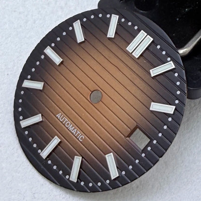 30.5mm S Logo Silver Nail Nautilus Watch Dial Fit NH35/NH36/7S/4R Movement