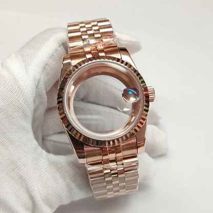 36/39mm Watch Case Transparent Back Cover with Date Window for NH35 NH36