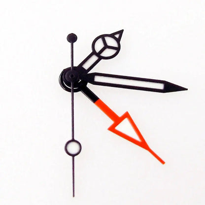 Nologo Sterile 29mm white NH34A watch dial for diver GMT mod, black edge markers, orange hands.