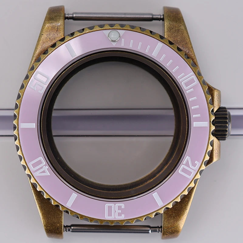 Bronze 40mm Watch Case Ceramic Bezel For SUB NH35/36/34/38/70 Sapphire Glass