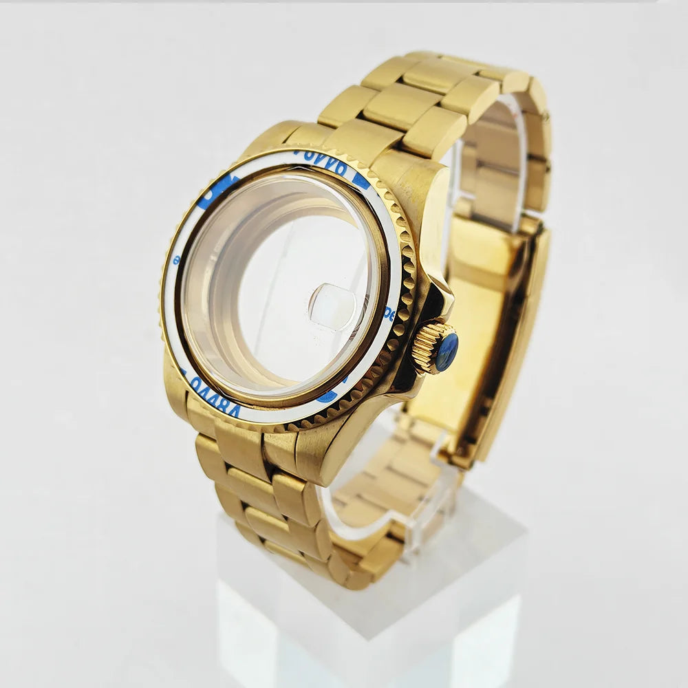 40.5mm SUB Sapphire Crystal Steel Watch Case One-Way Selection Bezel For NH35/36