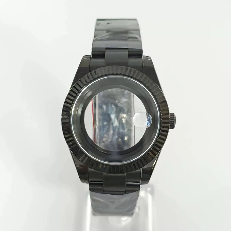 Steel 41mm Black Classic Style Watch Case+Strap 28.5mm Dial Waterproof Fit 8285