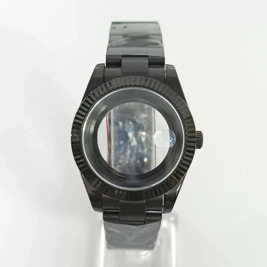Steel 41mm Black Classic Style Watch Case+Strap 28.5mm Dial Waterproof Fit 8285