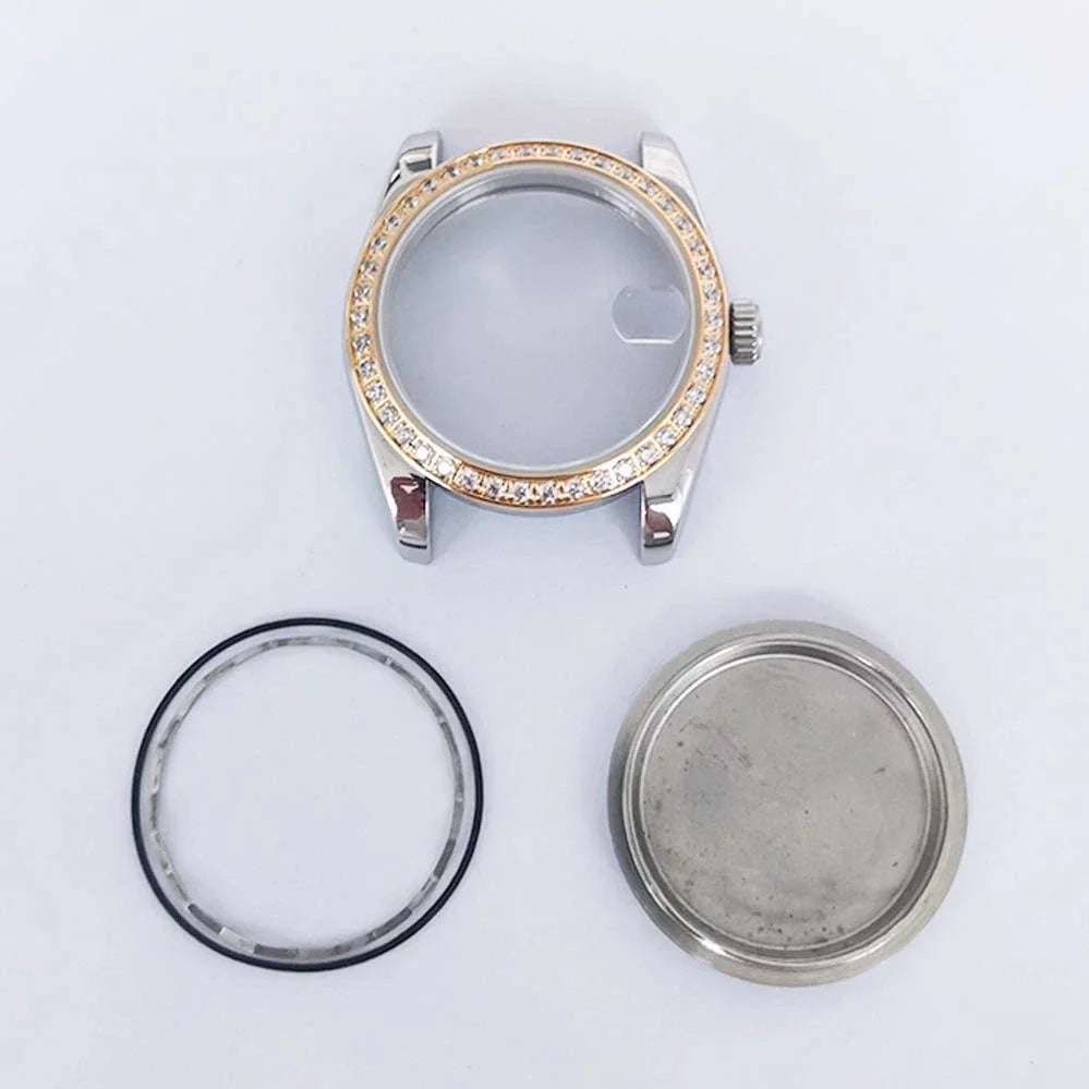 Oyster Diamond tainless Steel Watch Case with Sapphire Crystal Sfor NH35/NH36/4R