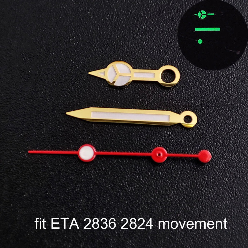 Watch hands green luminous hands fit NH 35 NH36 ETA 2836 2824 Miyota 8205 8215 movement