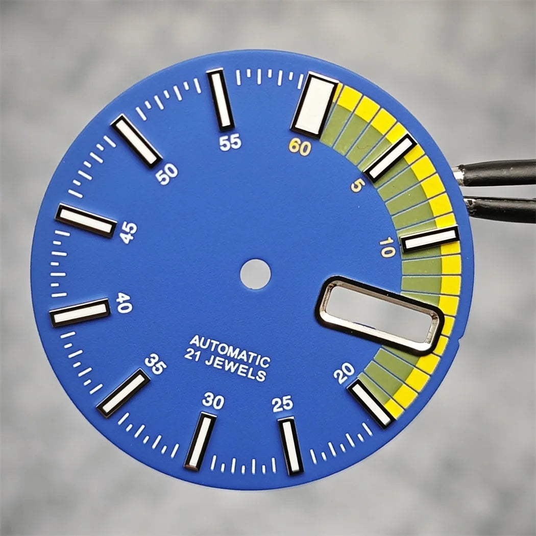 28.5mm Watch Dial Green Luminous Modified Diving Dial for NH35/4R35 Movement