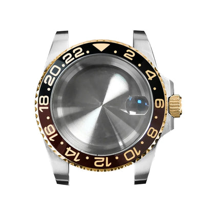 40mm Steel Gold Edge Watch Case Sapphire Date Magnifying Glass for NH35/NH36