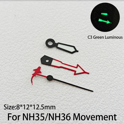 For NH35/NH36 Hands Marine Life Shape Series C3 Green Luminous Dolphin/Mermaid