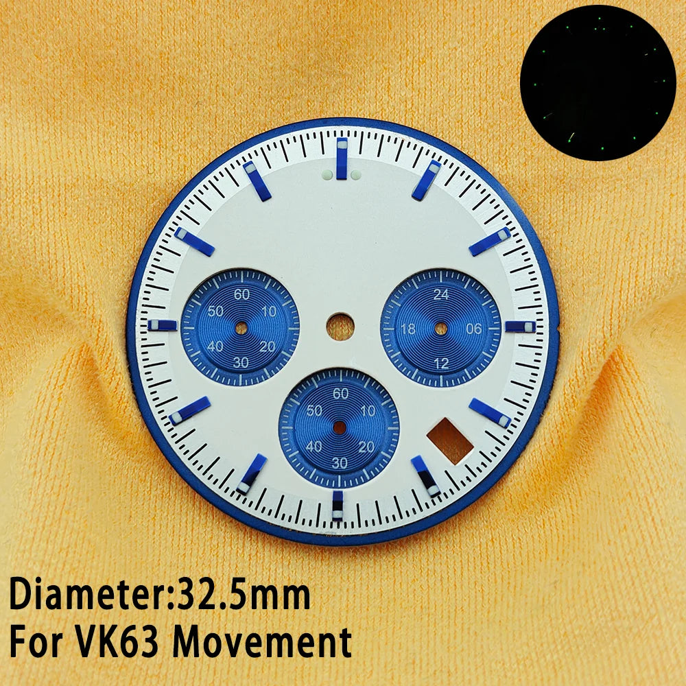 39.7mm Case 20mm Strap for VK63 Watch Head Silver Black Assembled Case Moon Case