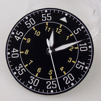Sterile 33.6mm sunburst silver watch dial for 39mm pilot wristwatch with NH35A/NH36A movement.