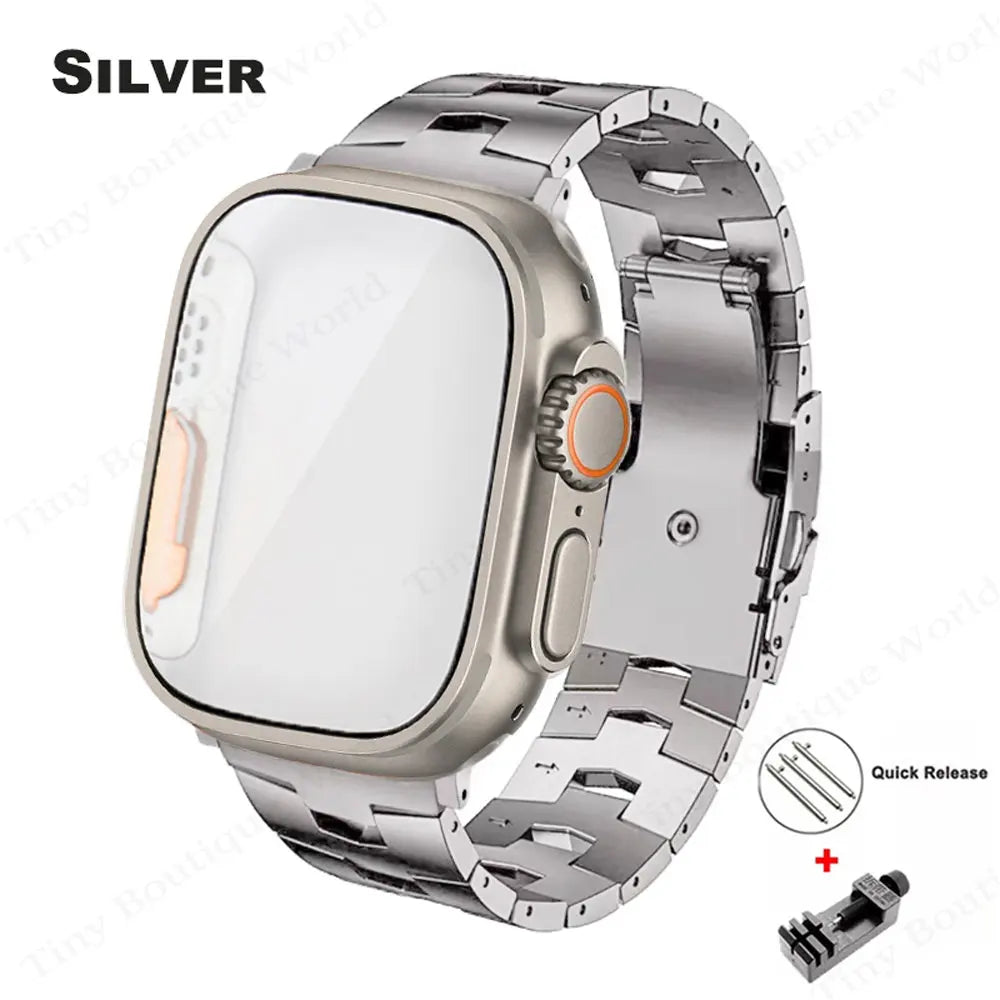 Stainless Steel Strap+PC Cover+Glass for Apple Watch Case Appearance Upgrade