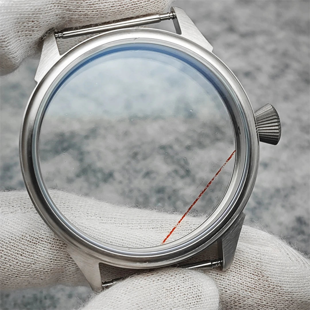 42mm Brushed Watch Case with Transparent Back for ETA 6497/6498 ST3600/ST3620