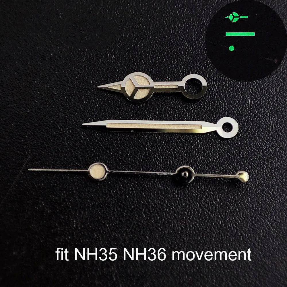 Watch hands green luminous hands fit NH 35 NH36 ETA 2836 2824 Miyota 8205 8215 movement