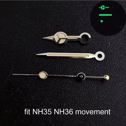 Watch hands green luminous hands fit NH 35 NH36 ETA 2836 2824 Miyota 8205 8215 movement