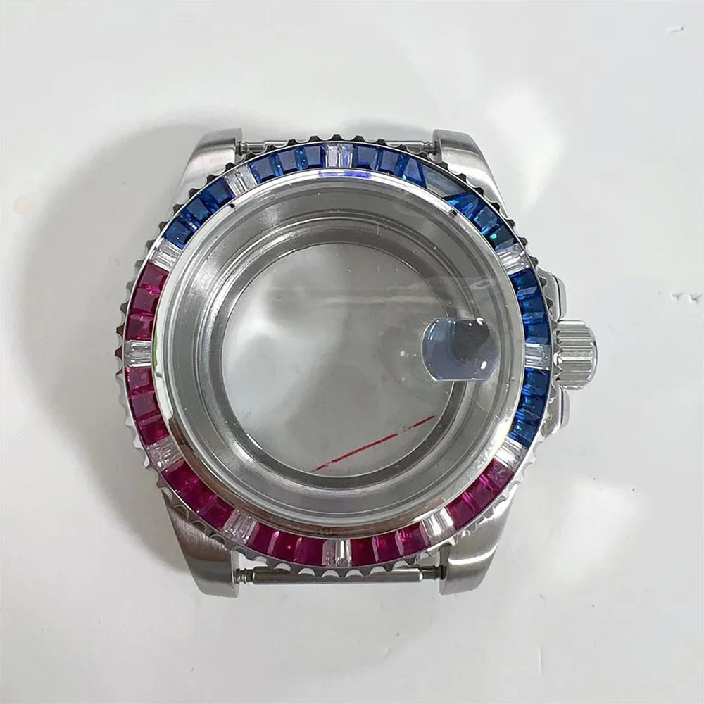 40mm Watch Case for NH35 NH36 Crystal Bezel Solid/Clear Bottom Sapphire Glass